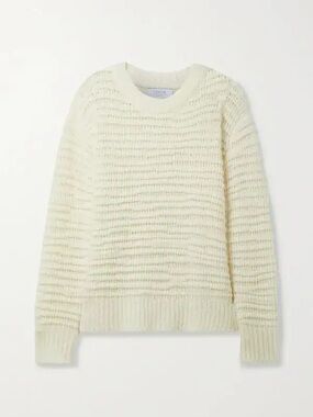 La Ligne Cream Textured Crewneck Sweater